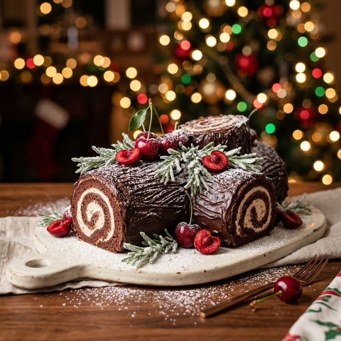 Cherry Chocolate Yule Log