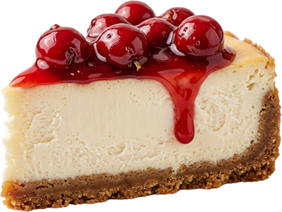 Cherry-topped cheesecake slice